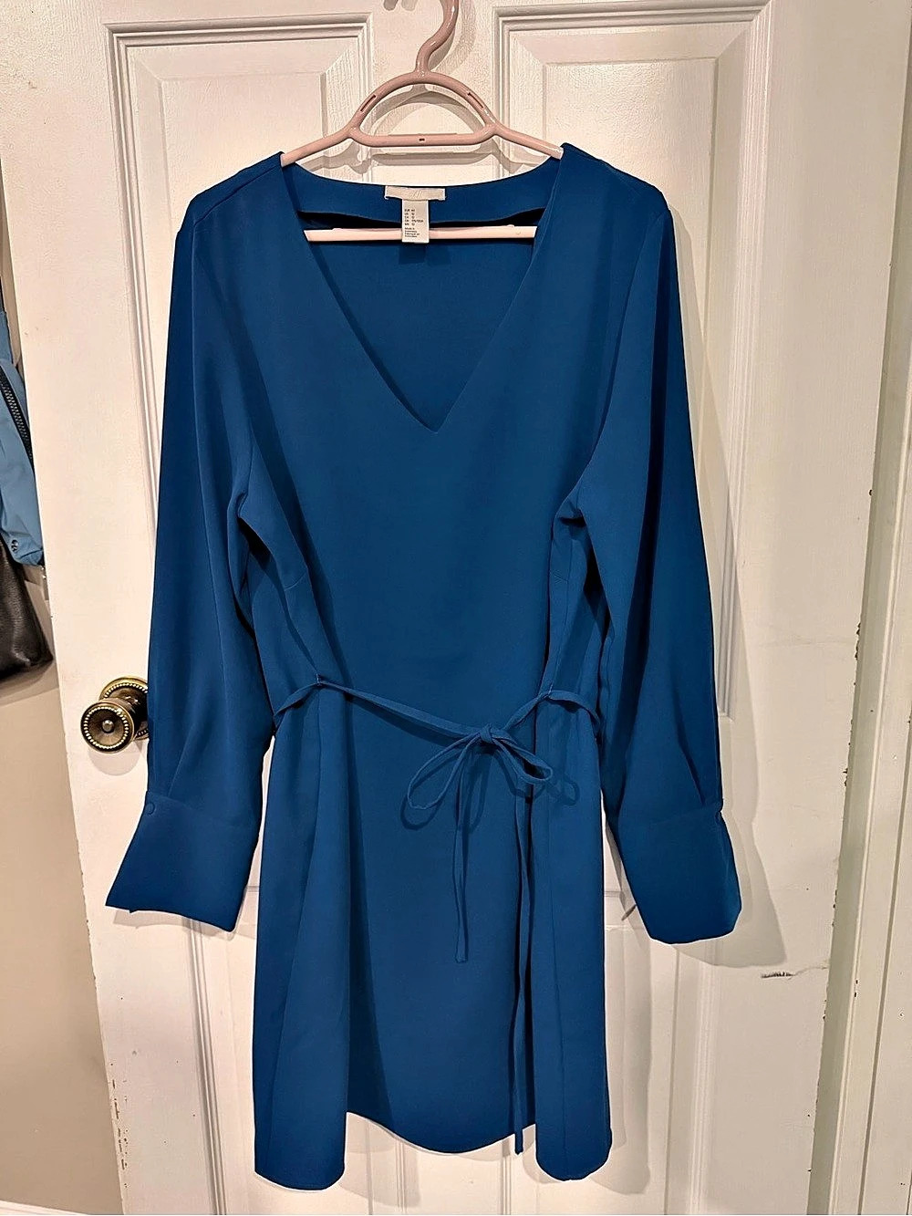H&M Blue Wrap Mini Dress Size 12 Like New